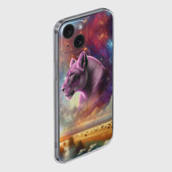 Чехол для iPhone 15 силиконовый с защитой камеры Небесная львица в пару льву - фото 2