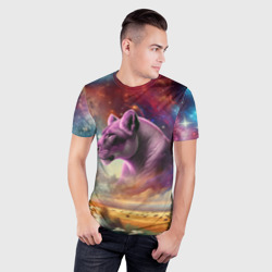 Мужская футболка 3D Slim Небесный львица - фото 2