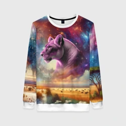 Женский свитшот 3D Небесная львица в пару льву