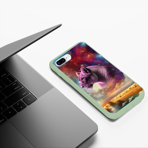 Чехол для iPhone 7Plus/8 Plus матовый Небесный львица, цвет салатовый - фото 5