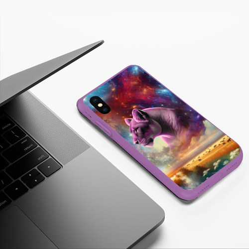 Чехол для iPhone XS Max матовый Небесный львица, цвет фиолетовый - фото 5