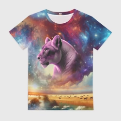 Женская футболка 3D Небесная львица в пару льву