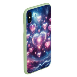 Чехол для iPhone XS Max матовый Космические сердца - звезды - фото 2