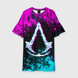 Детское платье 3D Ассасин крид мираж- неоновые брызги