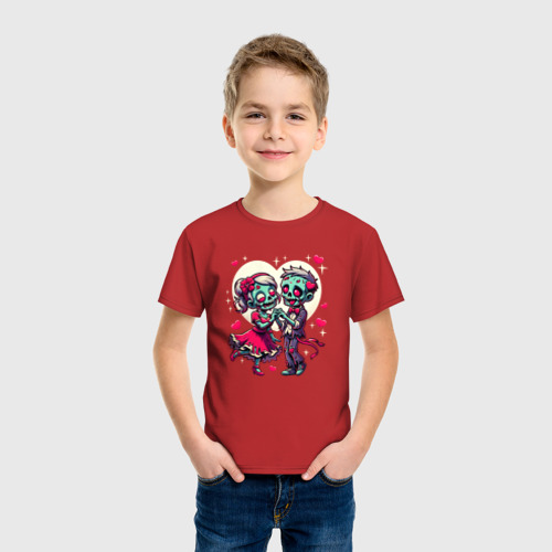 Детская футболка хлопок с принтом Пара зомби - любовь, фото на моделе #1