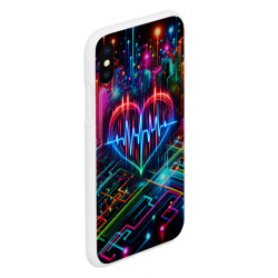Чехол для iPhone XS Max матовый Неоновое сердце - кардиограмма - фото 2