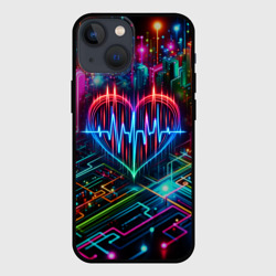 Чехол для iPhone 13 mini Неоновое сердце - кардиограмма