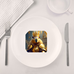 Набор: тарелка + кружка Мем царь капибара в золотых латах и короне - фото 2