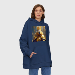 Худи SuperOversize хлопок Мем царь капибара в золотых латах и короне - фото 2