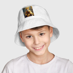 Детская панама хлопок Мем царь капибара в золотых латах и короне - фото 2