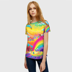 Женская футболка 3D Мир радуги и ярких красок - фото 2