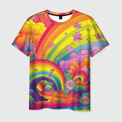 Мужская футболка 3D Яркий мир радуги и красок