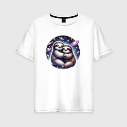 Ленивцы в космосе – Женская футболка хлопок Oversize с принтом купить со скидкой в -16%