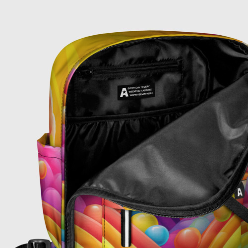 Женский рюкзак 3D с принтом Радуга и цветные шарики, фото #5