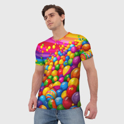Мужская футболка 3D Радужные пузырьки и радуга - фото 2
