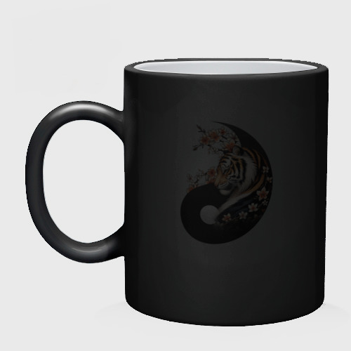 Кружка хамелеон Тигр - Янь, цвет белый + черный - фото 3