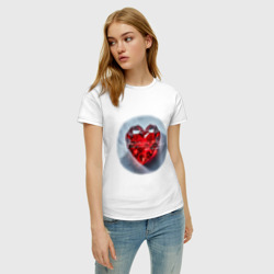 Женская футболка хлопок Красное хрустальное сердце горит - стих Пушкина - фото 2