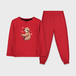 Детская пижама с лонгсливом хлопок Мальчик ленивец