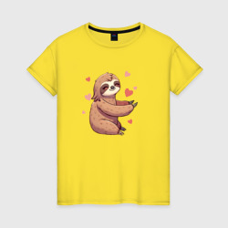 Девочка ленивец – Женская футболка хлопок с принтом купить со скидкой в -20%