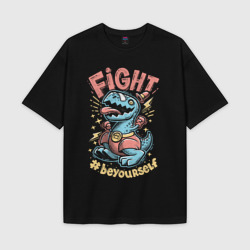 Женская футболка Oversize хлопок texturе Fight Dark