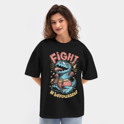 Женская футболка Oversize хлопок texturе Fight Dark - фото 2