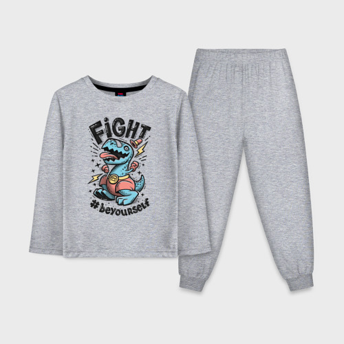 Детская пижама с лонгсливом хлопок с принтом Fight Light, вид спереди #2