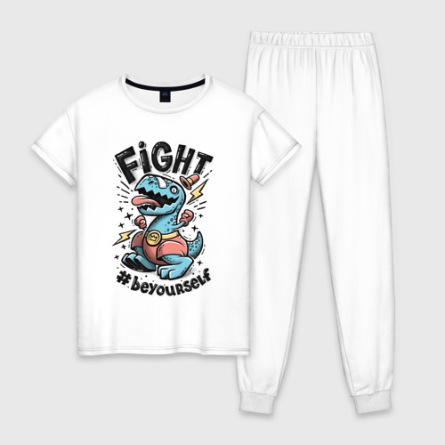 Женская пижама хлопок с принтом Fight Light, вид спереди #2