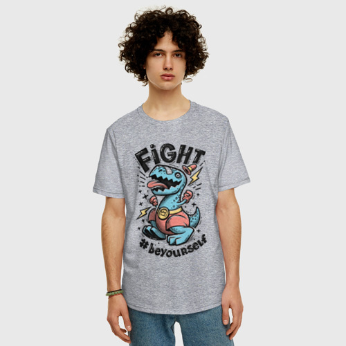 Мужская футболка хлопок Oversize с принтом Fight Light, фото на моделе #1