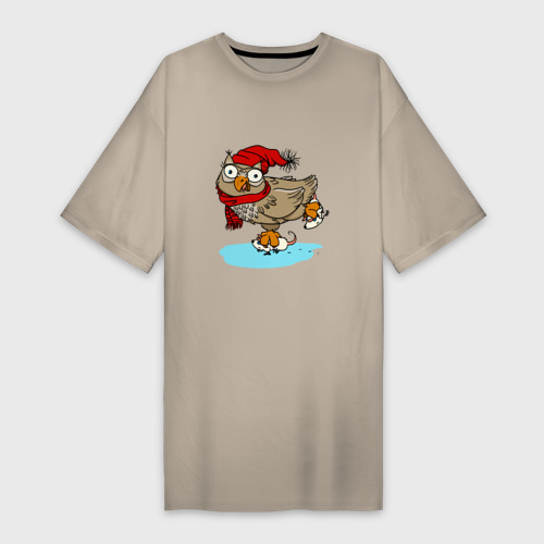 Платье-футболка хлопок Сова на катке