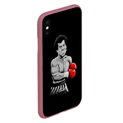 Чехол для iPhone XS Max матовый Rocky Balboa, цвет малиновый - фото 3