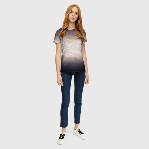 Женская футболка 3D Мозаика градиент туманный, цвет 3D печать - фото 5