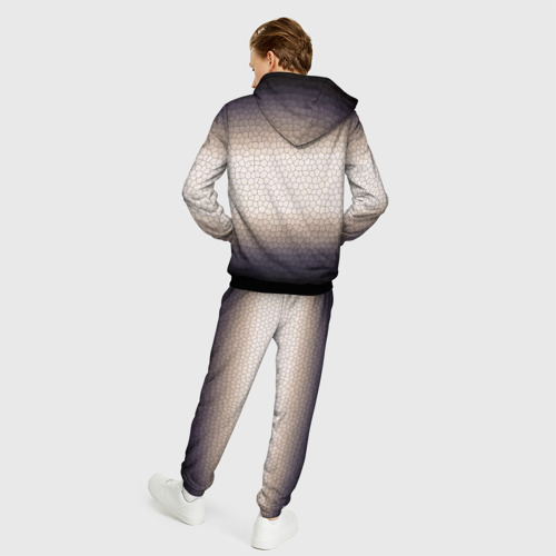 Мужской 3D костюм с принтом Мозаика градиент туманный, вид сзади #2
