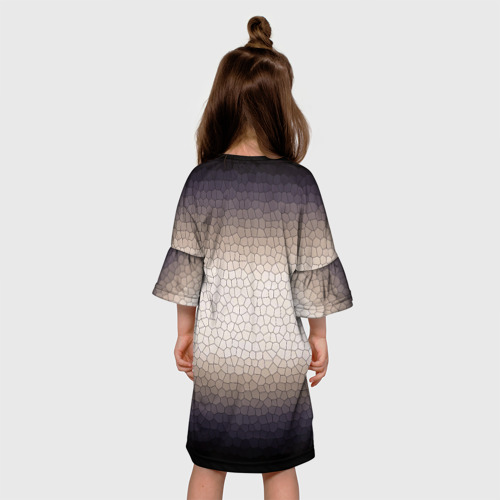 Детское платье 3D с принтом Мозаика градиент туманный, вид сзади #2