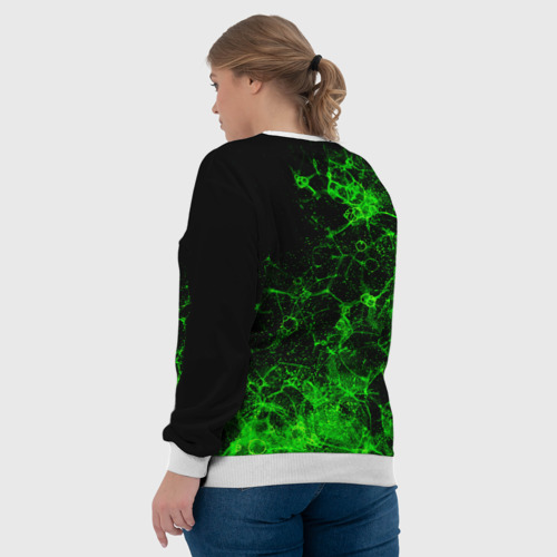 Женский свитшот 3D с принтом Неоновый зеленый дым, вид сзади #2