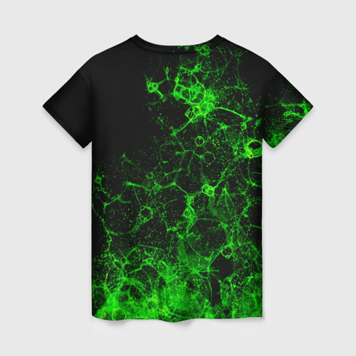 Женская футболка 3D с принтом Неоновый зеленый дым, вид сзади #1