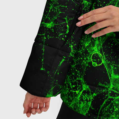 Женская зимняя куртка 3D с принтом Неоновый зеленый дым, фото #4