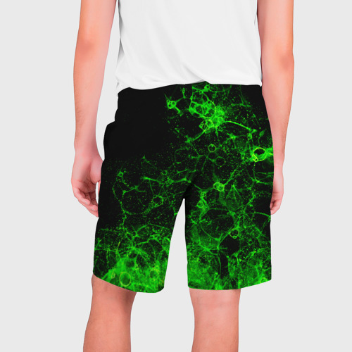 Мужские шорты 3D с принтом Неоновый зеленый дым, вид сзади #1