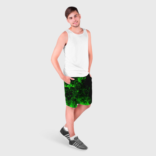 Мужские шорты 3D с принтом Неоновый зеленый дым, фото на моделе #1