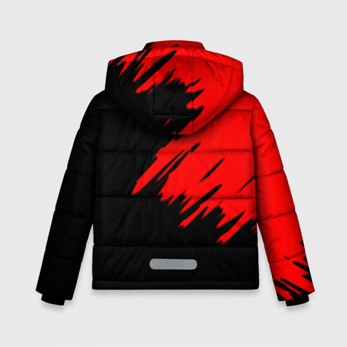 Зимняя куртка для мальчиков 3D с принтом БССР текстура краски, вид сзади #1