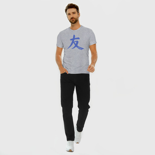 Мужская футболка хлопок Slim с принтом Друг иероглиф, вид сбоку #3
