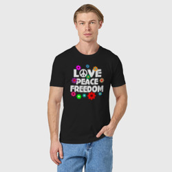 Мужская футболка хлопок Любовь мир свобода - фото 2