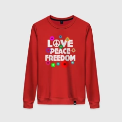 Женский свитшот хлопок Любовь мир свобода