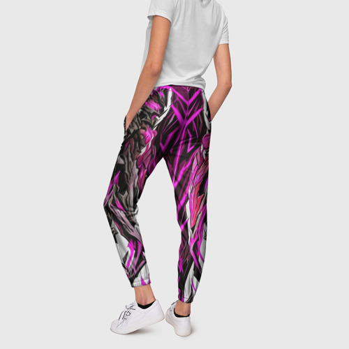 Женские брюки 3D с принтом Камень и красные агрессивные полосы, вид сзади #2