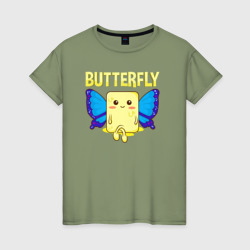 Butter fly – Женская футболка хлопок с принтом купить со скидкой в -20%