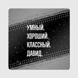 Магнит виниловый Квадрат Умный, хороший, классный: Давид