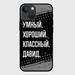 Чехол для iPhone 13 mini Умный, хороший, классный: Давид