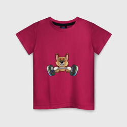 Детская футболка хлопок Собачка с гантелями