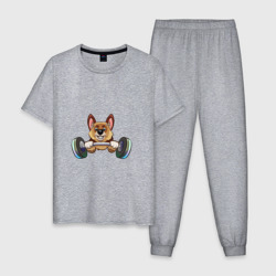 Собачка с гантелями – Мужская пижама хлопок с принтом купить со скидкой в -10%