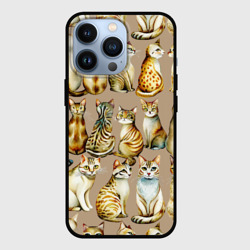 Паттерн с полосатыми кошками – Чехол для iPhone 13 Pro с принтом купить