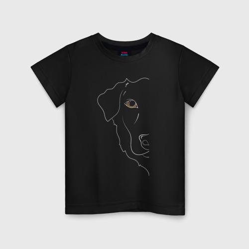 Детская футболка хлопок Собачий взгляд из-за угла, цвет черный